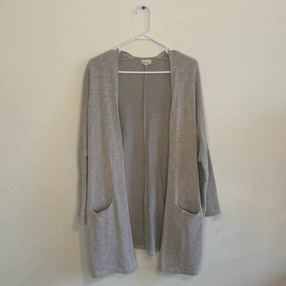DONNI. Gray Ribbed Cardigan